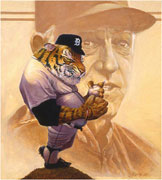  ‘Detroit Tigers… Sparking Along’   Realistic detailed sports mascot and celebrity player art by award-winning sports illustrator Jim Harris.